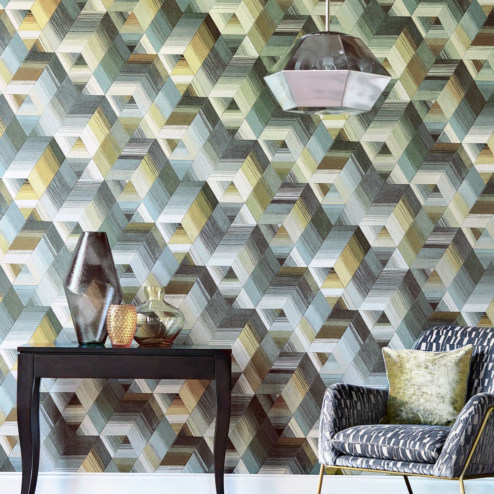 Arccos Wallpaper 111971 by Harlequin in Ochre Steel